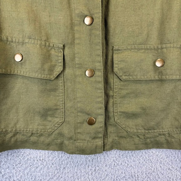 Nicole Miller Linen Jacket Medium Lightweight Lagenlook Minimalist Olive Green - Picture 5 of 12